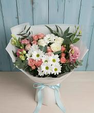 Букет цветов из:  Розы, Лизиантусы и Хризантемы в Рыбинске