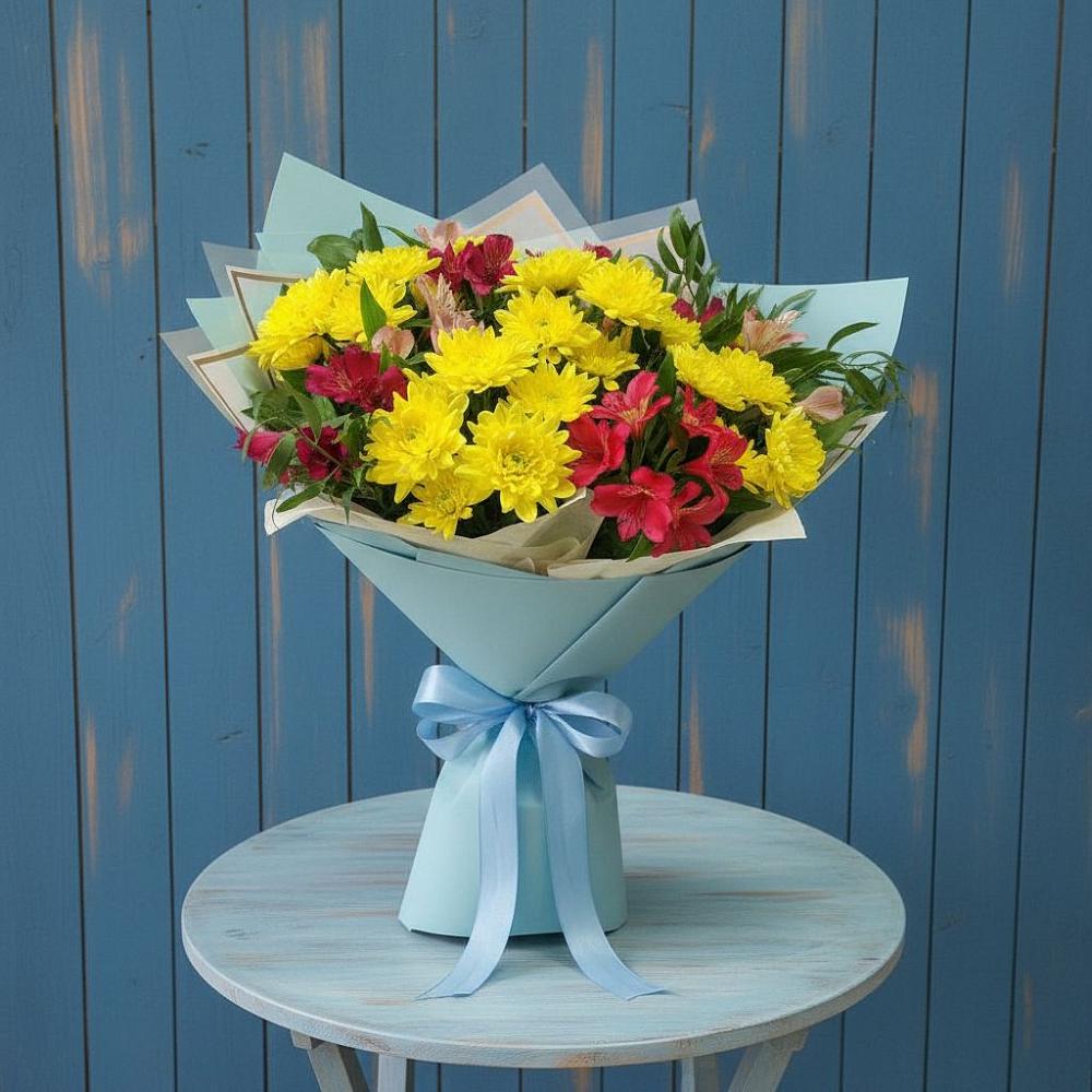 Букет цветов из: Альстромерии и Хризантемы в Рыбинске