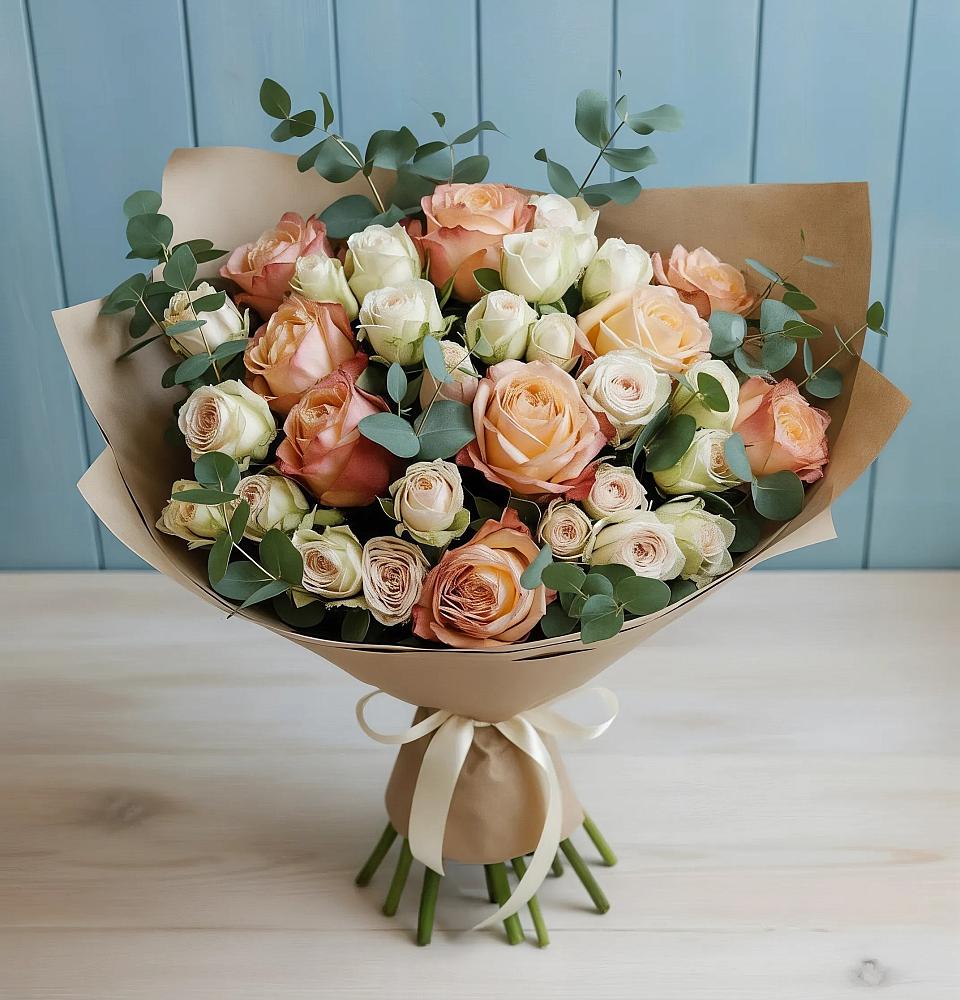 Букет цветов из: Альстромерии и Розы в Рыбинске