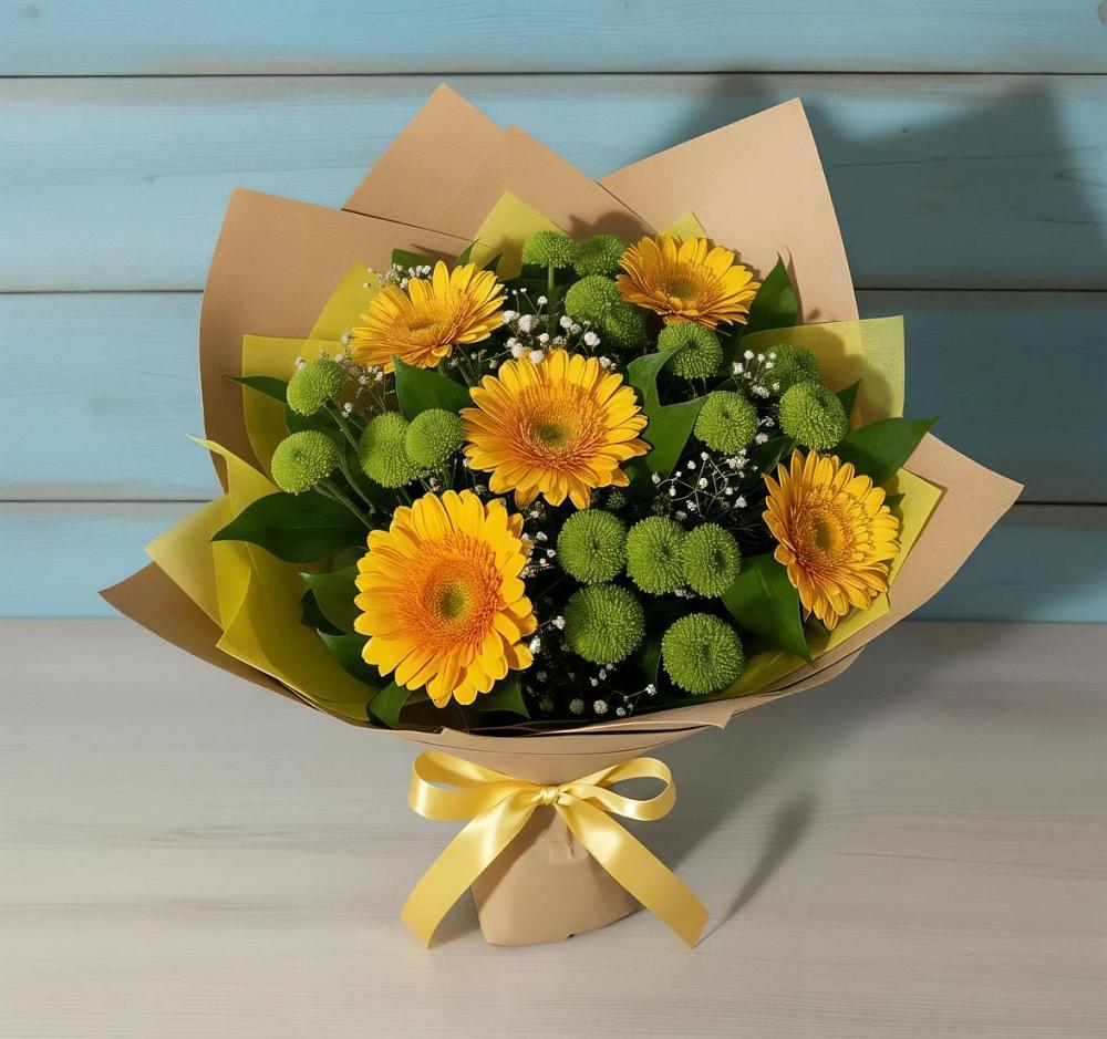 Букет цветов из: Герберы и Хризантемы в Рыбинске