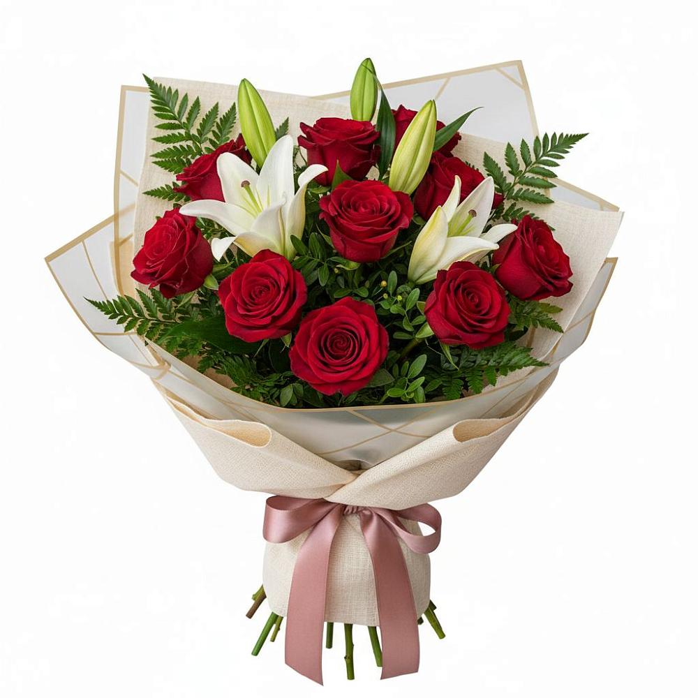 Букет цветов из: Лилии и Розы в Рыбинске