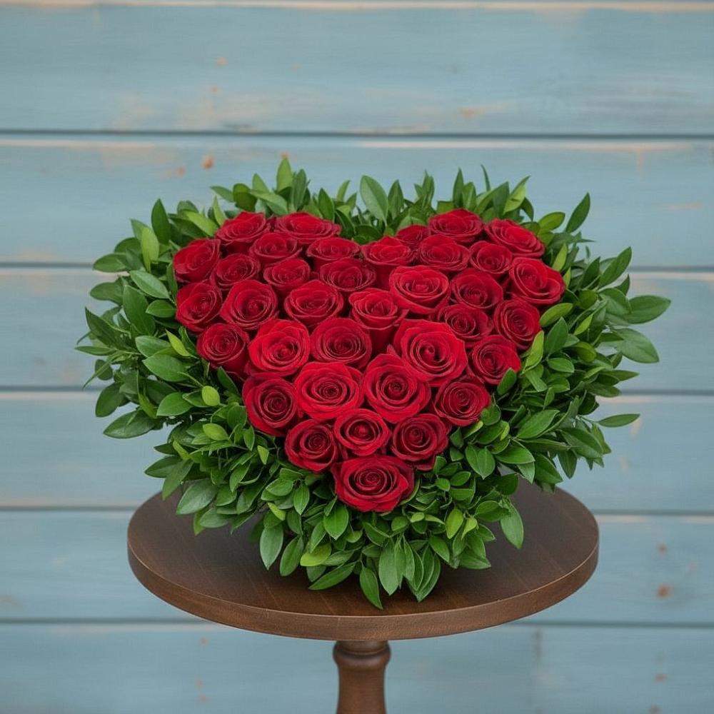 Цветочная композиция из Розы в виде сердца в Рыбинске