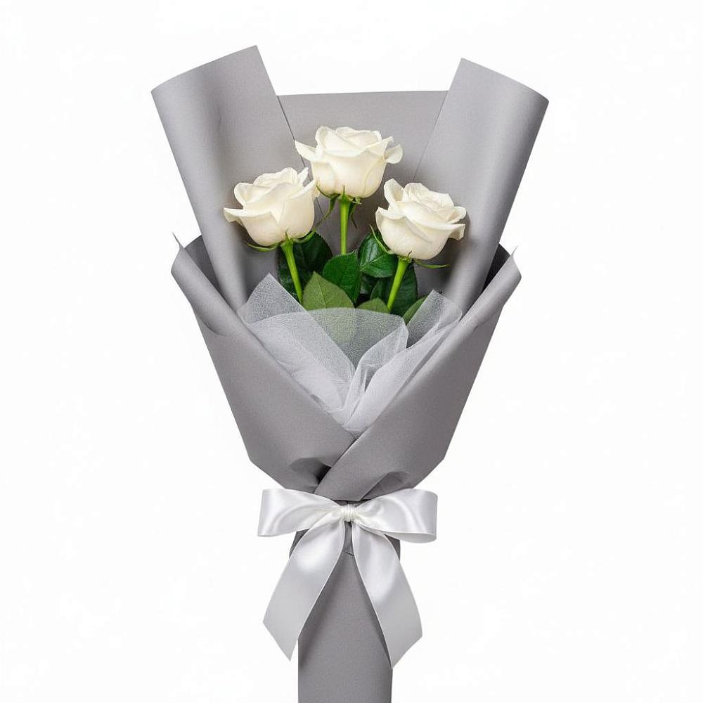 Букет 3 белые розы в Рыбинске