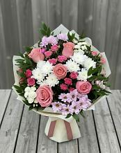 Букет цветов из:  Альстромерии, Гвоздики, Розы и Хризантемы #REPLACE_PRED# Рыбинске